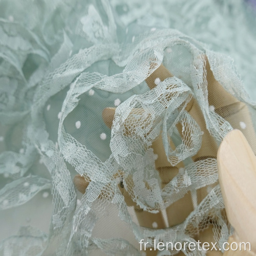 Tissu de maille de broderie en dentelle verte